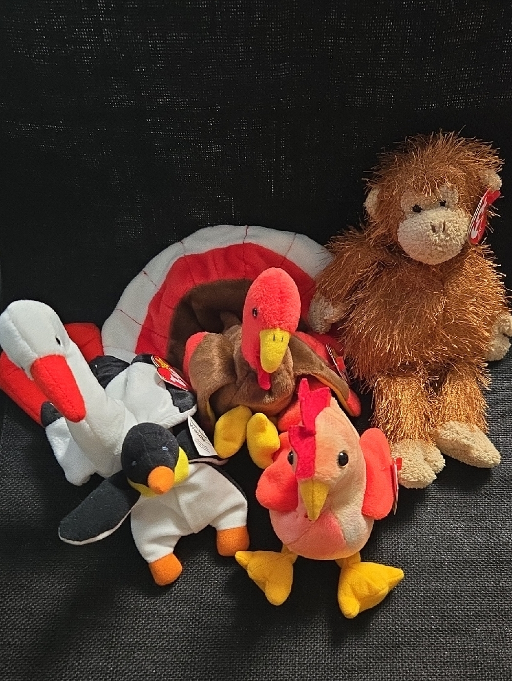 TY Beanie Babies Lot of 5 All Tagged Gobble Waddle Zig Zag Doodle Stilts